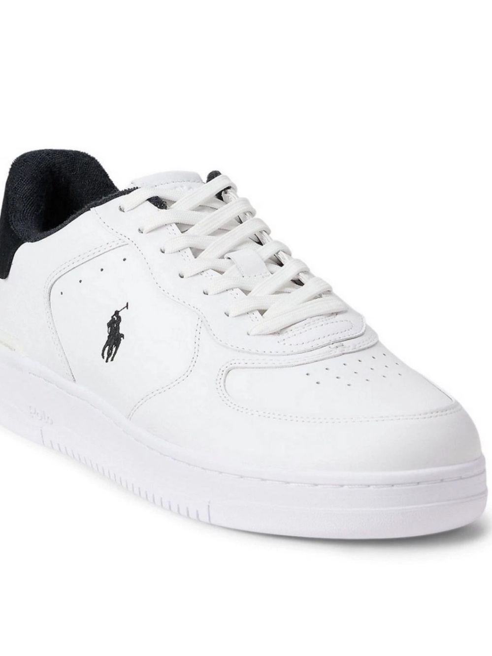 Polo by Ralph Lauren White Leather Low-Top Sneaker with Black Heel